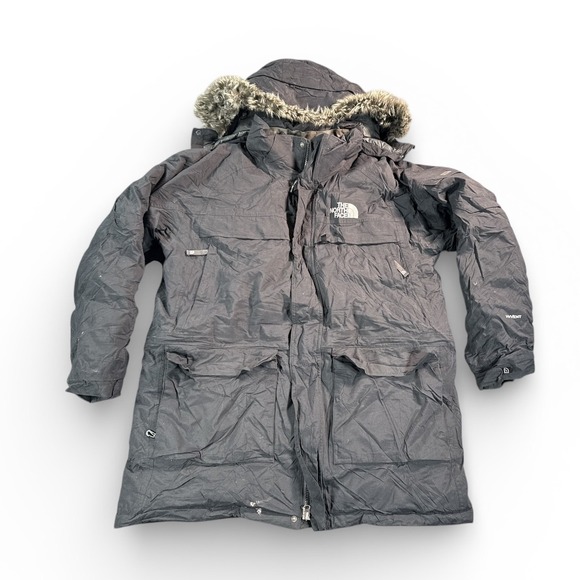 The North Face Other - The North Face Down Hyvent Jacket Mens XL Black Hooded Parka Fur Trim Insulated